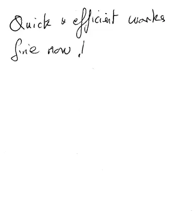 Handwritten customer review