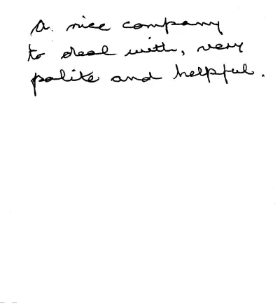 Handwritten customer review