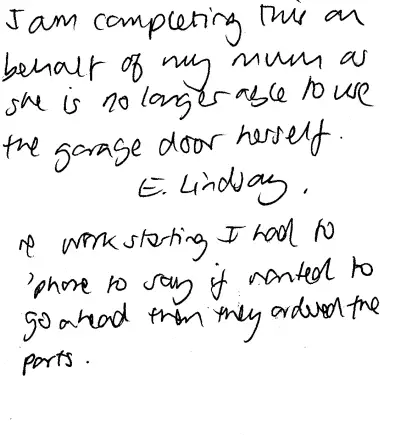 Handwritten customer review