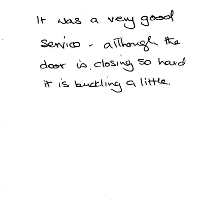 Handwritten customer review