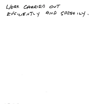 Handwritten customer review