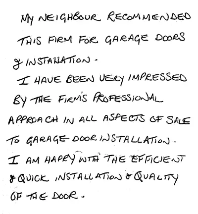 Handwritten customer review