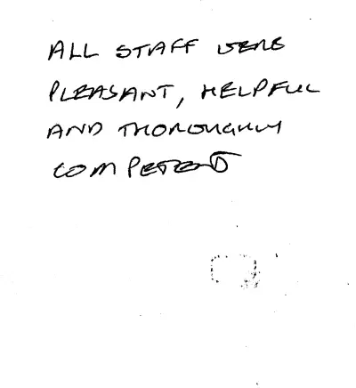 Handwritten customer review