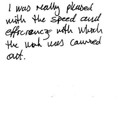 Handwritten customer review