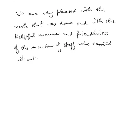 Handwritten customer review