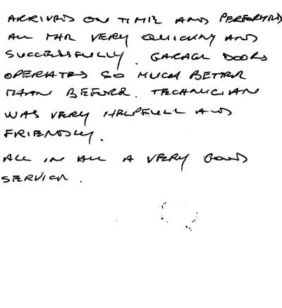 Handwritten customer review