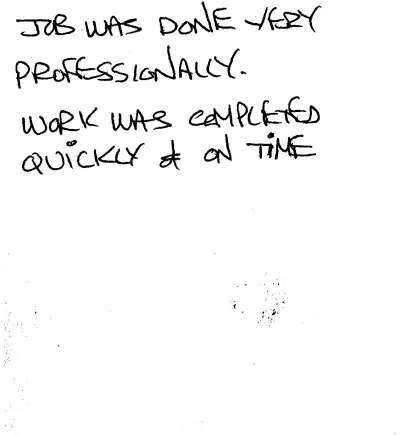 Handwritten customer review