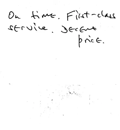 Handwritten customer review