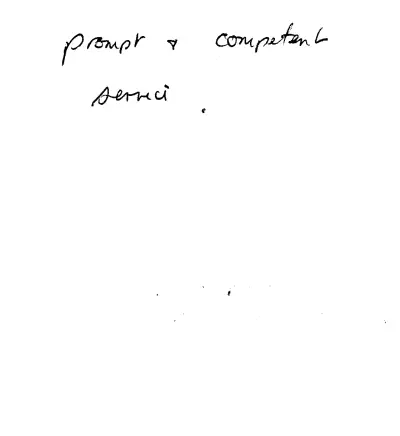 Handwritten customer review