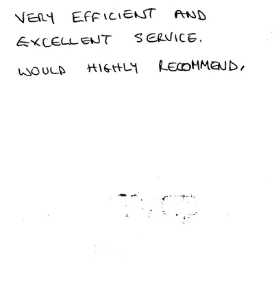 Handwritten customer review