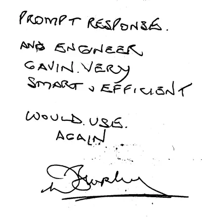 Handwritten customer review