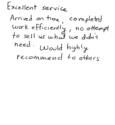 Handwritten customer review