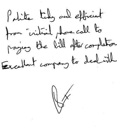Handwritten customer review