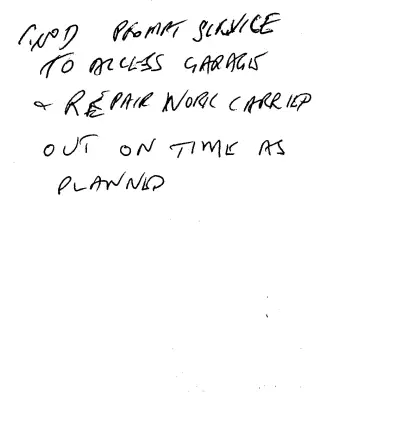 Handwritten customer review