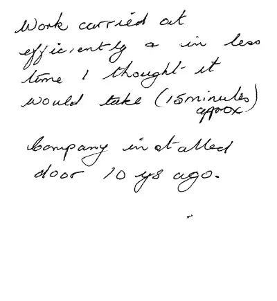 Handwritten customer review