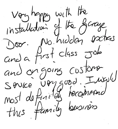 Handwritten customer review