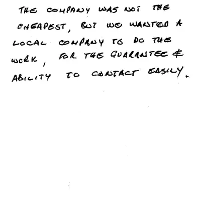 Handwritten customer review