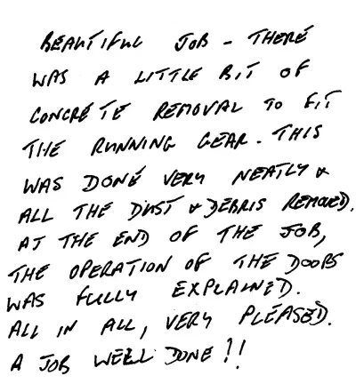 Handwritten customer review