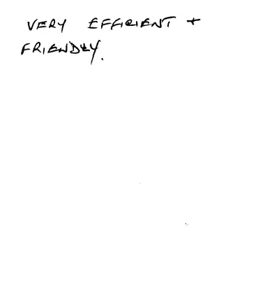 Handwritten customer review