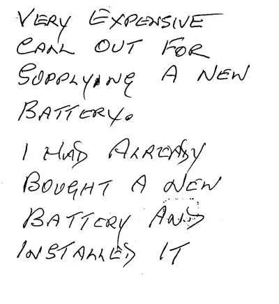 Handwritten customer review
