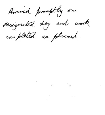 Handwritten customer review