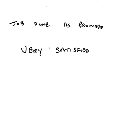 Handwritten customer review